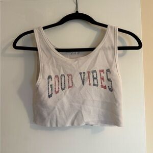 Women's White 'Good Vibes' Tank Top